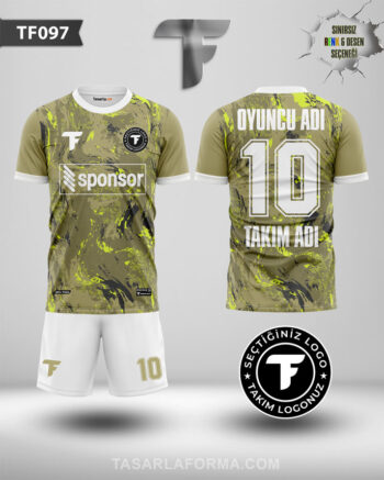Fırça Desenli Yağ Yeşili Futbol Halı Saha Takımı Forma Tasarla TF0097