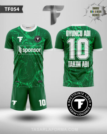 Fırça Desenli Yeşil Futbol Takımına Özel Dijital Forma Yaptır TF0054