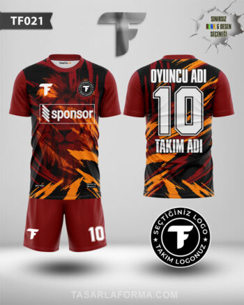 Fırça ve Kaplan Desenli Siyah Futbol Forması Toptan Üretim TF0021