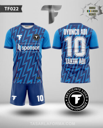 Geometrik Desenli Mavi Futbol Forması Telefonundan Tasarla TF0022