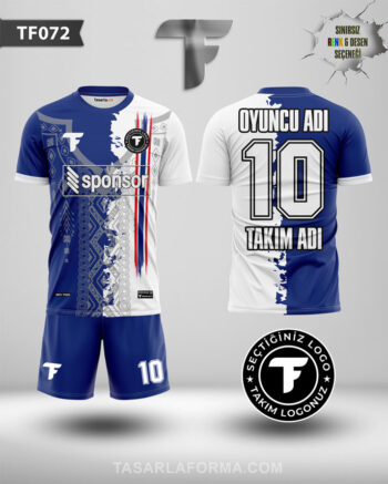Gri Desenli Lacivert-Beyaz Futbol Forması Garantili Baskı Kalitesi TF0072