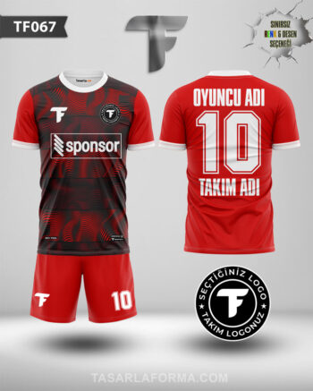 Kırmızı Geçişli Siyah Futbol Forma Tasarla Ve Toplu Sipariş Oluştur TF0067