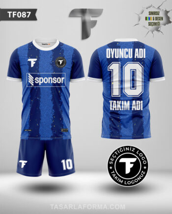 Mavi Desenli Lacivert Futbol Forması Üretimden Teslim TF0087