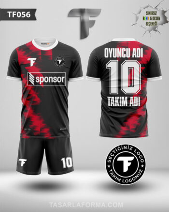 Nar Çiçeği Geçişli Antrasit Futbol Forma Tasarla Isim Ve Numara Ekle TF0056