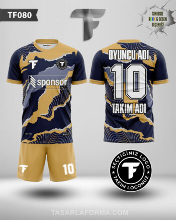 Parça Desenli Lacivert Futbol Forma Tasarlama Sitesi TF0080