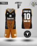 Turuncu Kuru Kafa Desenli Siyah Basketbol Forması Yaptırma TFB13