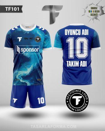 Mavi Atatürk Detaylı Futbol Forması TF101