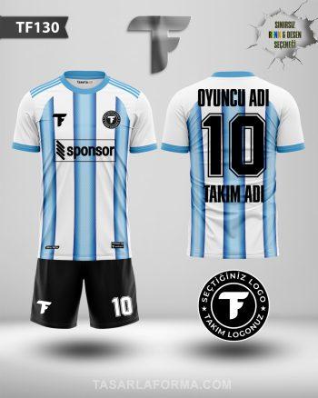 Mavi Beyaz Futbol Forma Tasarımı TF130
